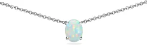 Genuine Birthstone Solitaire Oval Gemstone Necklaces - Silver Choker & Layered Styles for Women