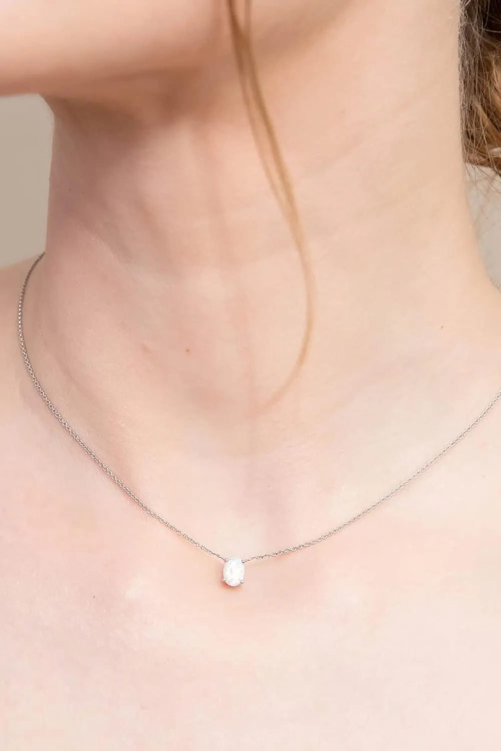 Genuine Birthstone Solitaire Oval Gemstone Necklaces - Silver Choker & Layered Styles for Women