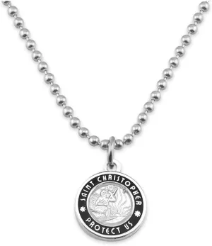 Get Back Necklaces St. Christopher Surf Necklace | Small,  Silver Plated Medallion, 18 Aluminum Ball Chain