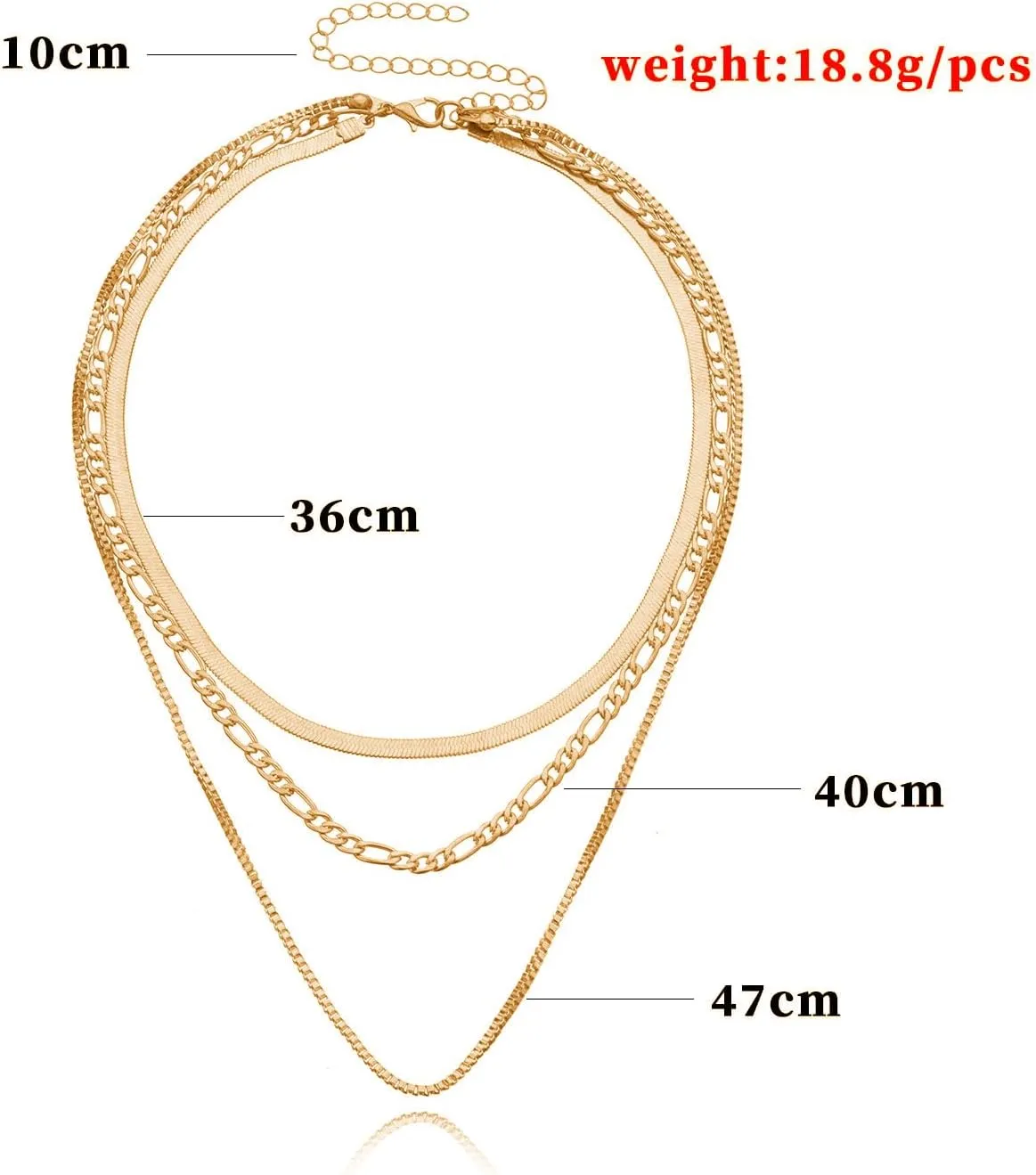 GIGB PBDK 14k Gold Layered Statement Necklace for Women Punk Exaggerated Geometric Herringbone Necklace Women Gift Exquisitely Adjustable MultiLayer Long Necklace