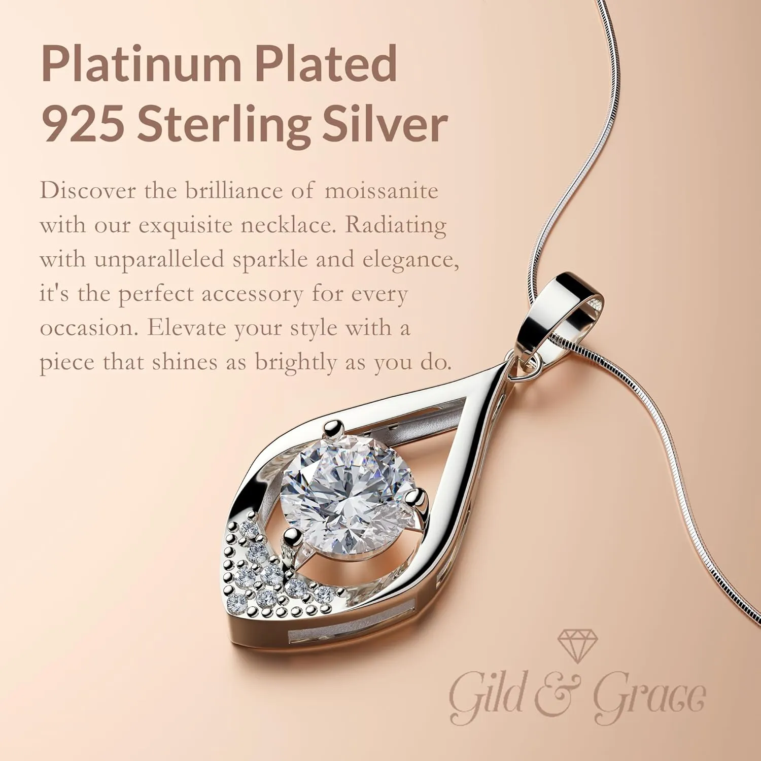 Gild & Grace Moissanite Necklace for Women Perfect for Wife Jewelry Necklaces for Women