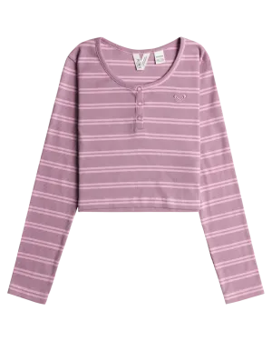 Girls Violet Chemistry T-Shirt in Mauve Orchid Stripy Stipe