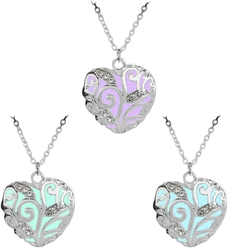 Glow In The Dark Necklace Woman Luminous Magical Fairy Crystal Necklace Pendant Fluorescent Jewelry Women Blue Green Purper Light DANS02317