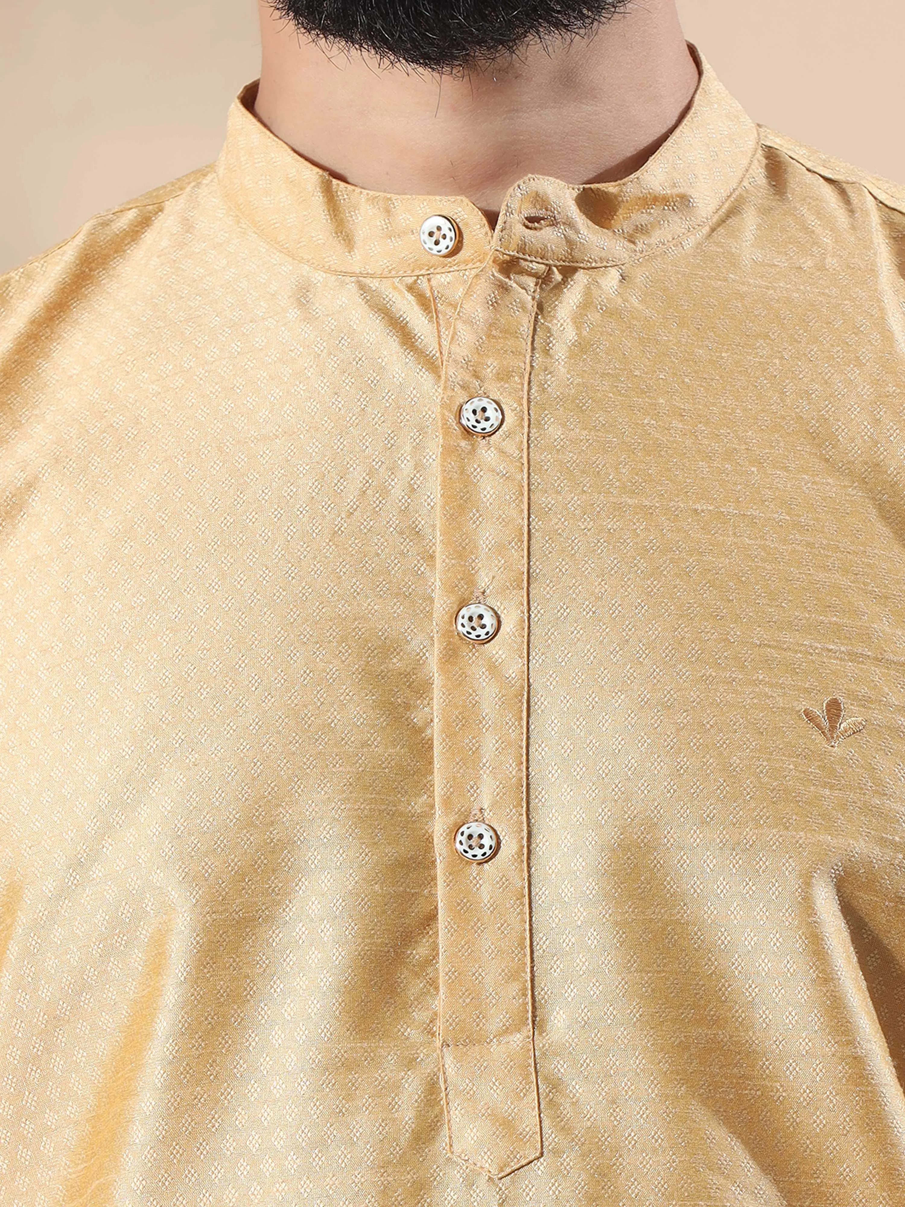 Gold Banarasi Dobby Short Kurta