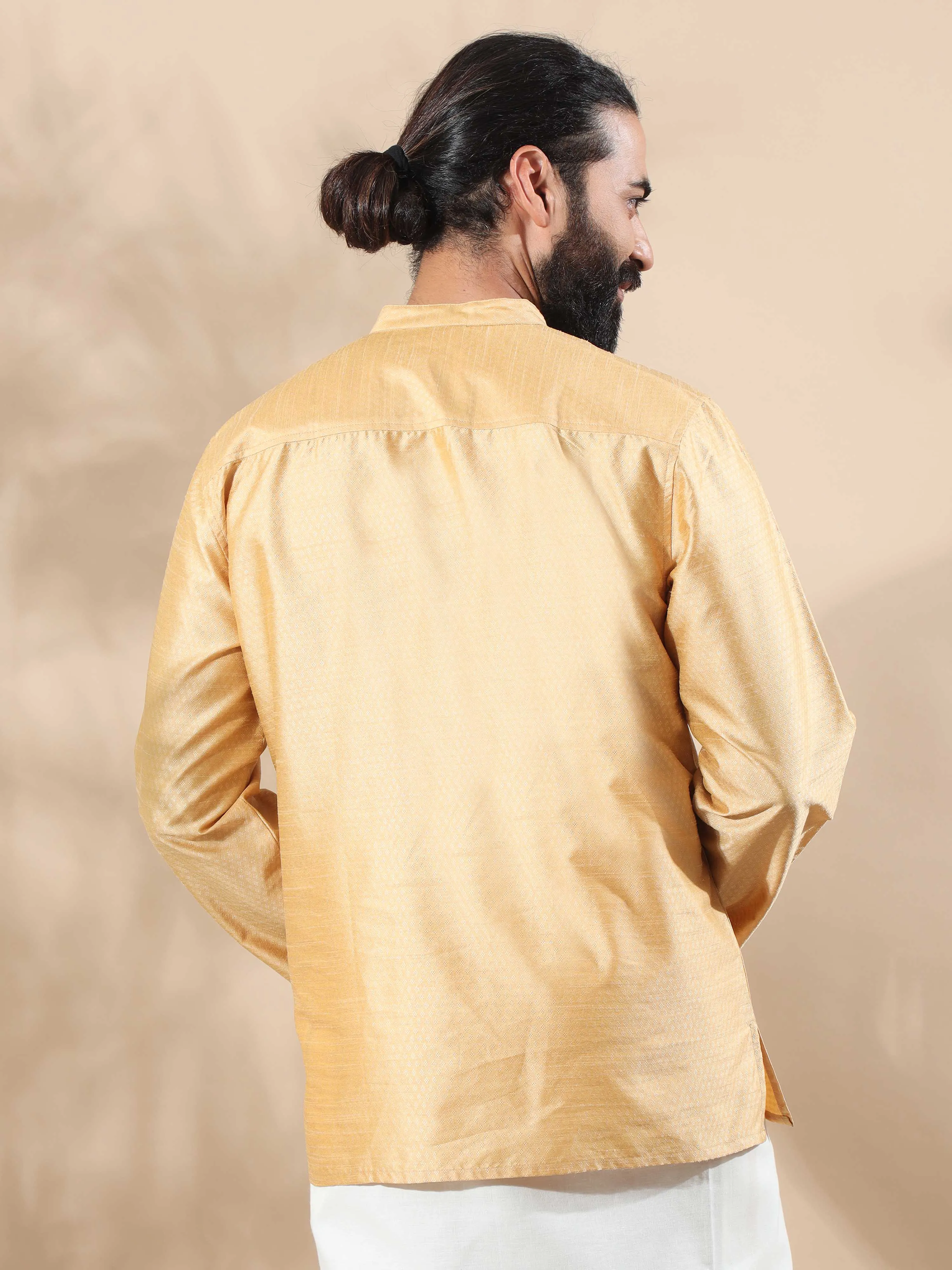 Gold Banarasi Dobby Short Kurta