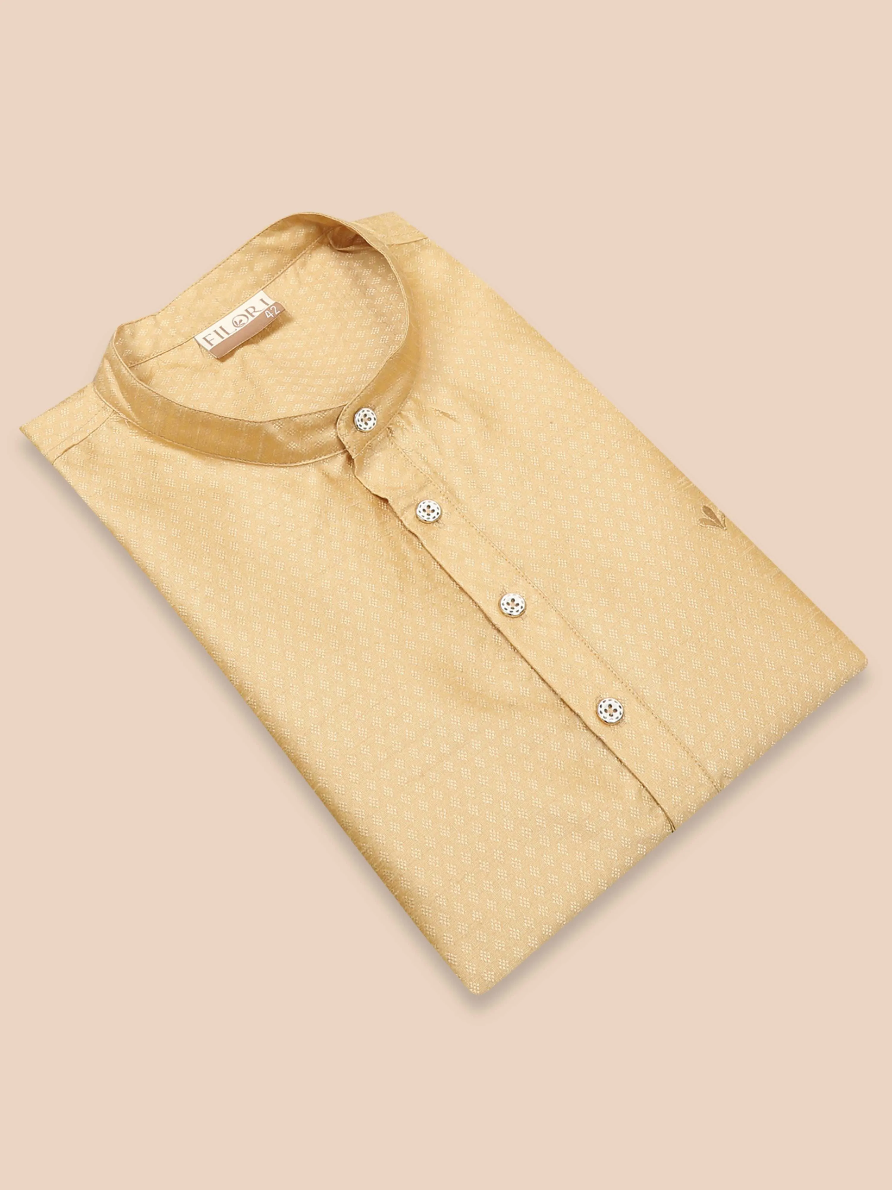 Gold Banarasi Dobby Short Kurta