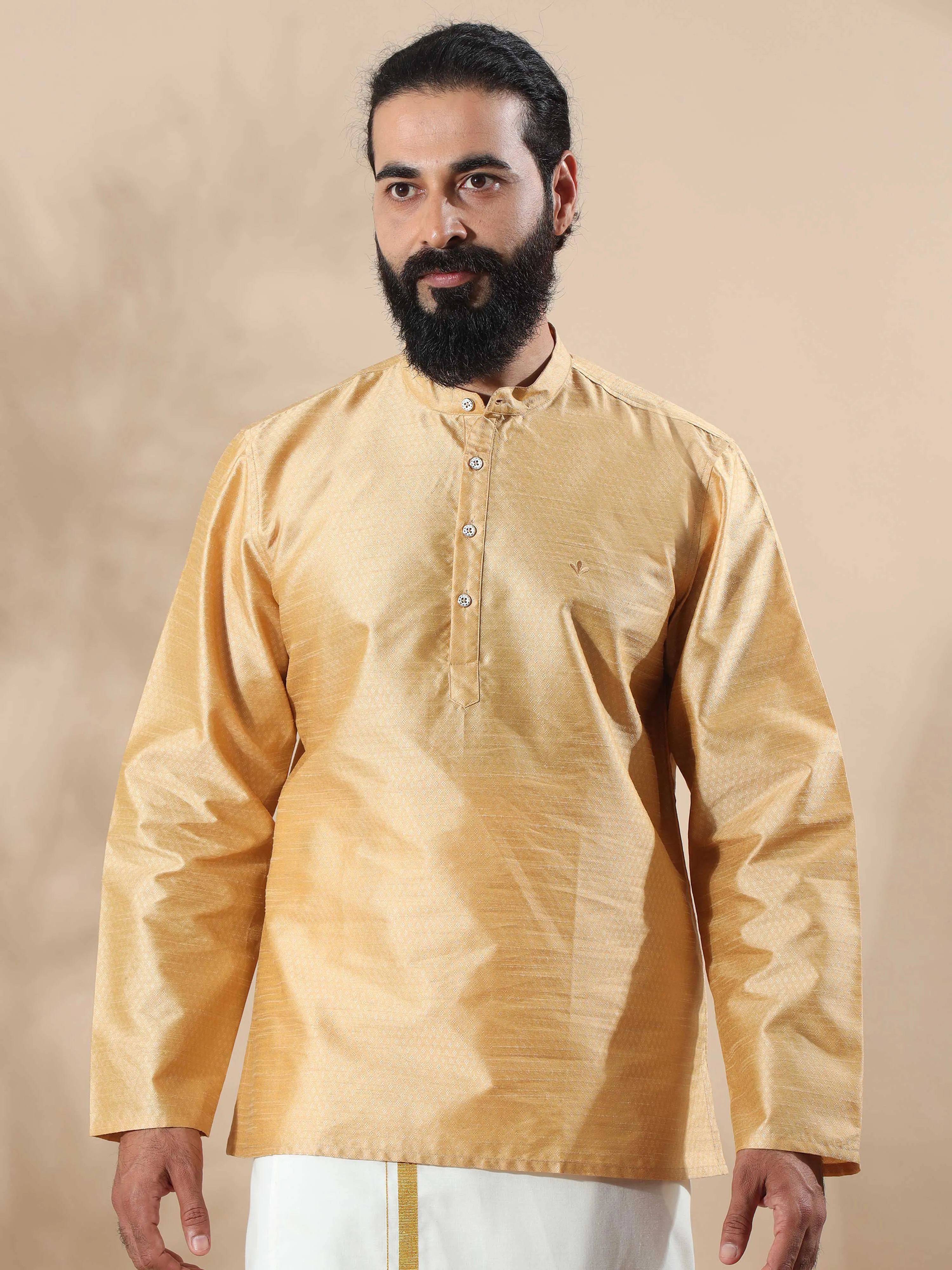 Gold Banarasi Dobby Short Kurta