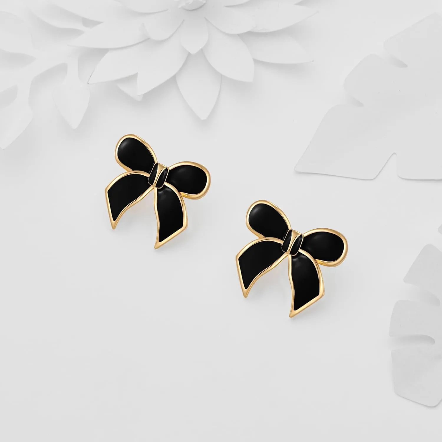 Gold Bow Stud Earrings for Women Statement Bow Stud Earrings