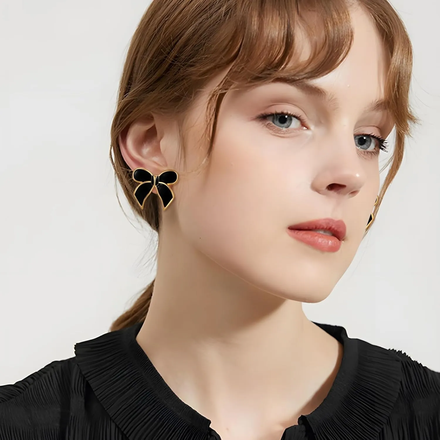 Gold Bow Stud Earrings for Women Statement Bow Stud Earrings