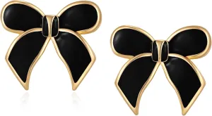 Gold Bow Stud Earrings for Women Statement Bow Stud Earrings