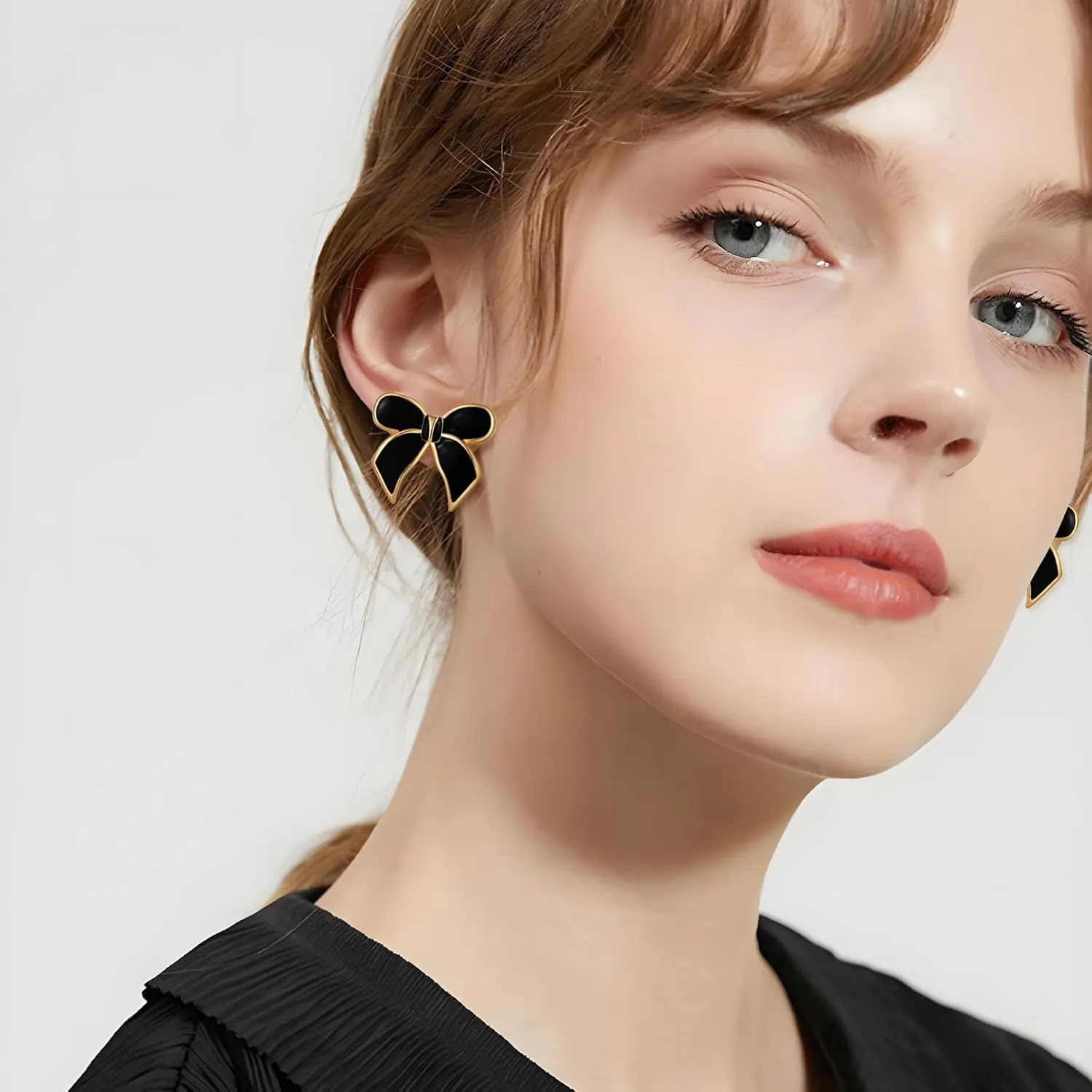 Gold Bow Stud Earrings for Women Statement Bow Stud Earrings