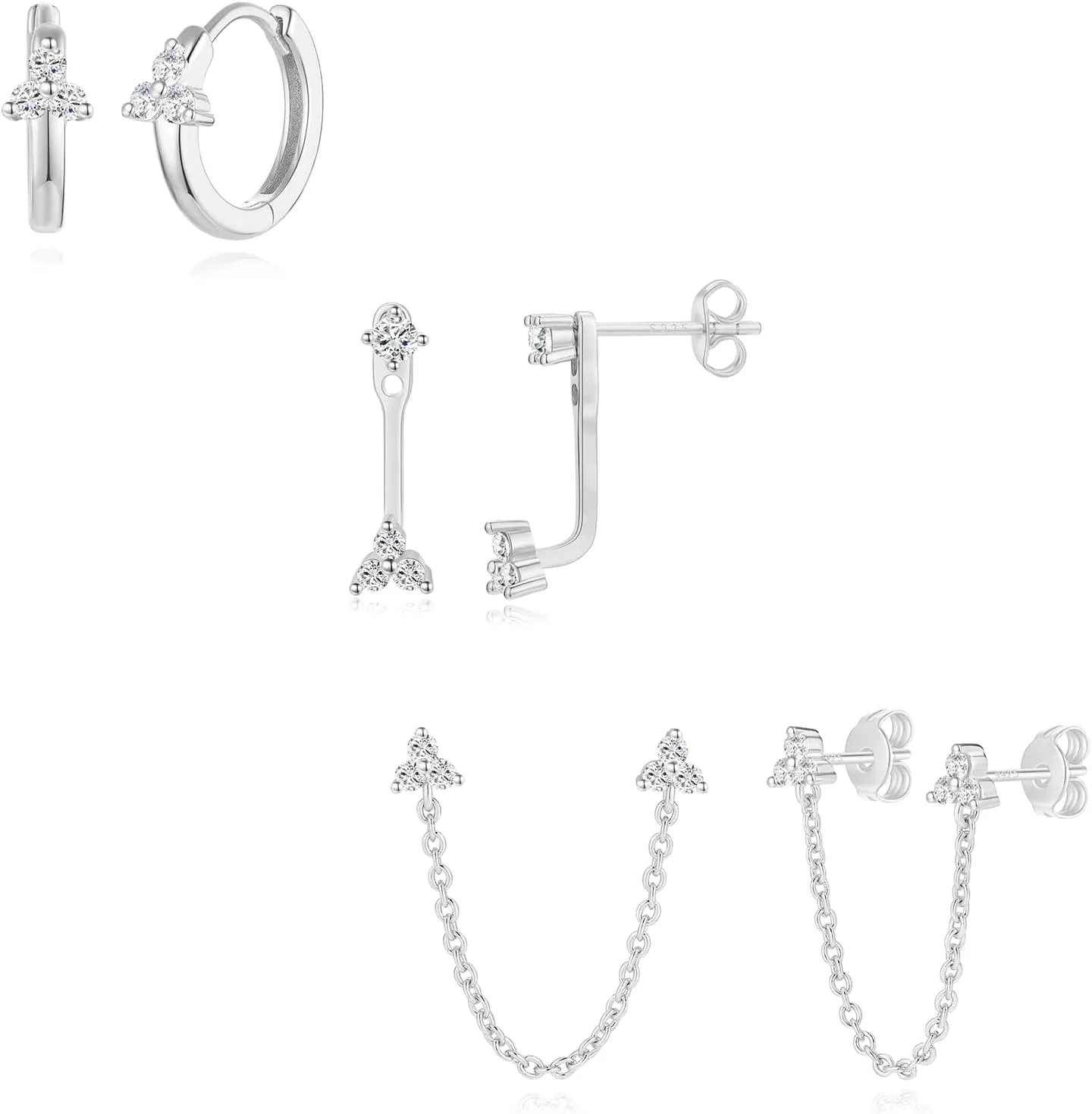 Gold Chain Earrings for Women, Double Piercing Dangle Chain Huggie Hoop Earrings for Women, Stackable Earrings Multiple Piercing Earring Sets
