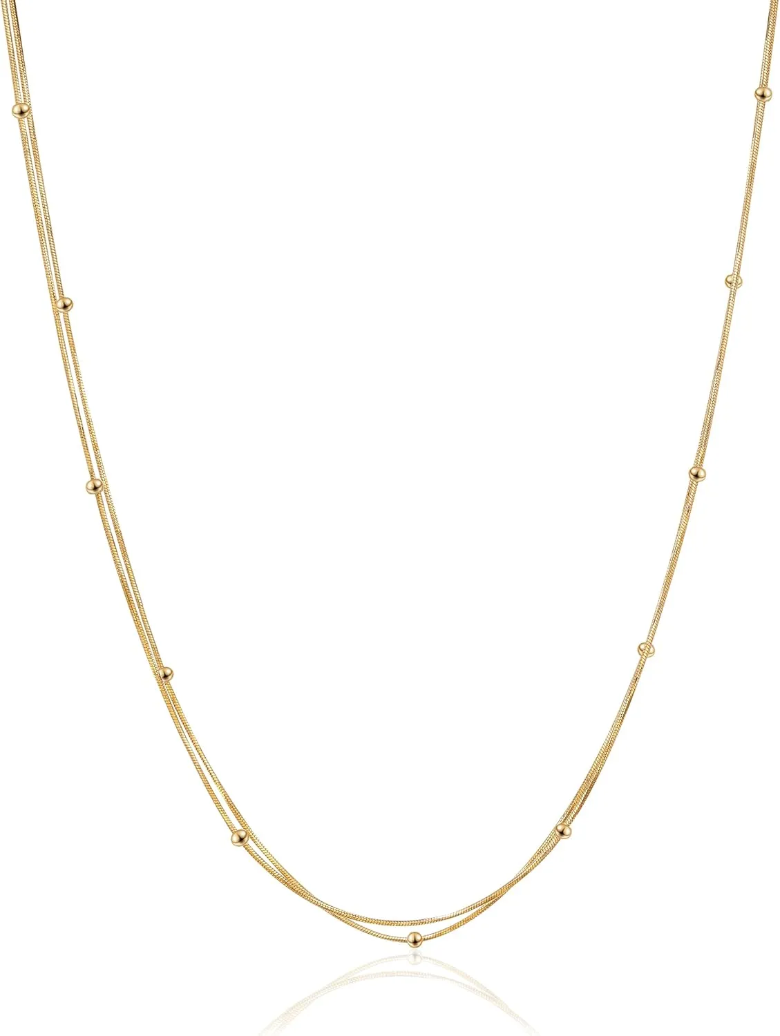 Gold Chain Necklace Women | 14K Gold & Silver Plated Dainty Necklace for Women with Bracelet | Small Love Waterproof Chain Necklaces for Women