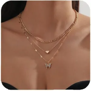 Gold Charm Necklace For Women Star Pearl Charms Pendant Neckalces Dainty 14K Gold Plated Summer Beach Ocean Jewelry Gifts