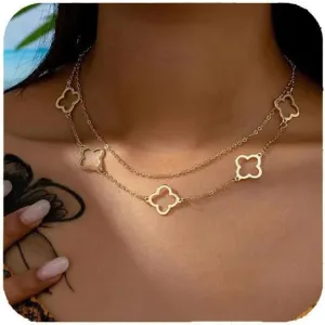 Gold Charm Necklace For Women Star Pearl Charms Pendant Neckalces Dainty 14K Gold Plated Summer Beach Ocean Jewelry Gifts