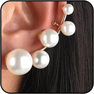 Gold Cluster Pearls Ear Cuff Earrings for Women Wedding Pearl Ear Crawler Climber Non Piercing Clip On Cartilage Earrings Prom Party Jewelry Gift