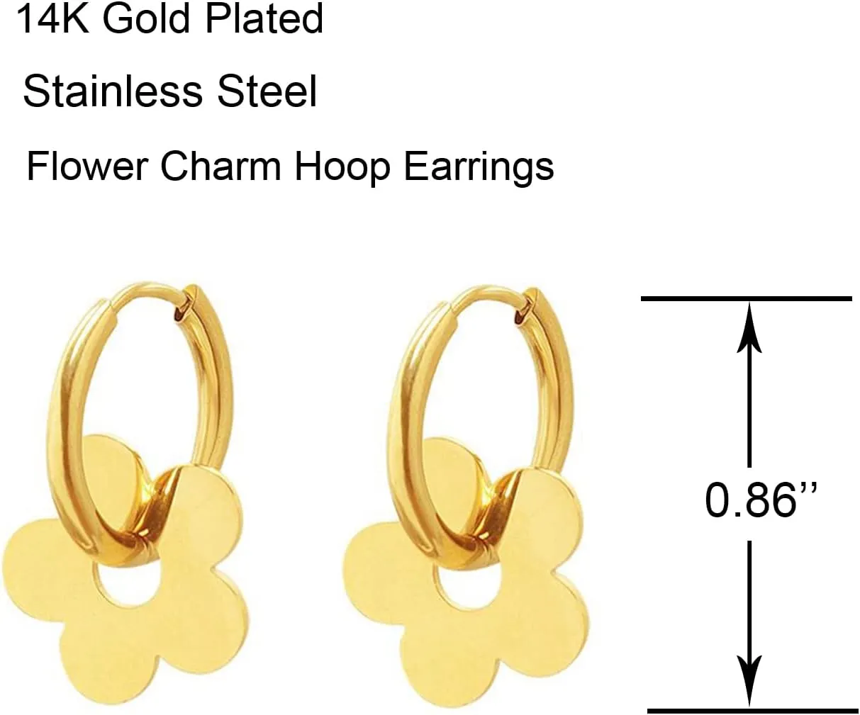 Gold Flower Hoop Earrings for Women, Bohemia Flower Charm Earrings For Women Her Dainty Earrings Mother's Day Gift