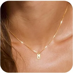 Gold Initial Necklaces for Women, Dainty Trendy Gold Letter Necklace 14k Gold Pendant Necklace Cute Choker Necklace Simple Personalized Name Necklace Gold Jewelry Necklace for Gift