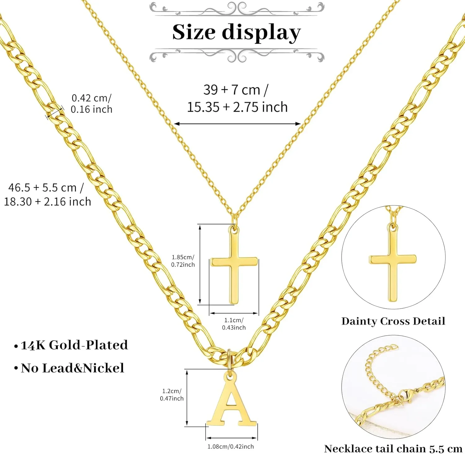 Gold Layered Initial Cross Necklaces For Women,14K Gold Plated Letter Necklace ,Gold Cross Pendant Choker Necklace,Trendy Cute Personalized Monogram Name Necklace ,Gold Jewelry Necklace for Women Gift