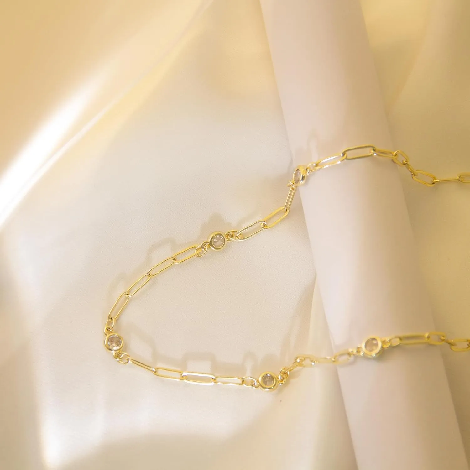 Gold Necklace for Women, 14K Gold/Silver Plated Station Necklace Paperclip Chain Necklaces for Women, Zircon Station Necklace Layered Freshwater Pearl Necklace Jewelry for Women