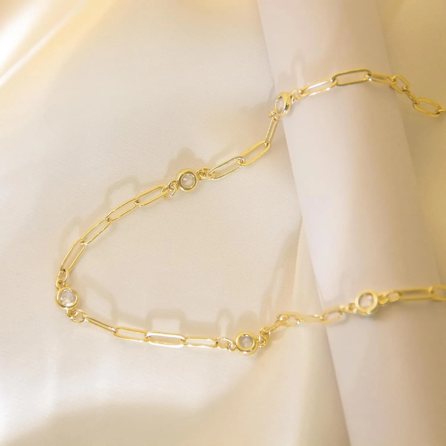 Gold Necklace for Women, 14K Gold/Silver Plated Station Necklace Paperclip Chain Necklaces for Women, Zircon Station Necklace Layered Freshwater Pearl Necklace Jewelry for Women