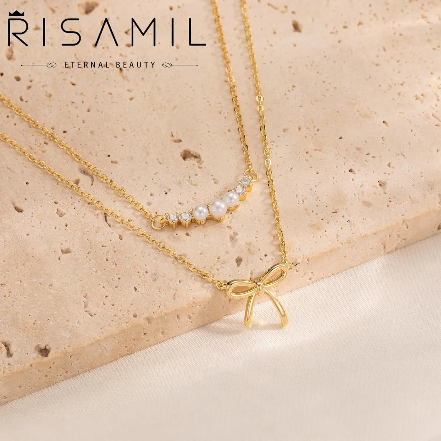 Gold Necklace for Women - Bow Necklace 14K Dainty Gold Necklace Cute Small Tiny Bow Pendant Choker Chain Necklace Trendy Necklaces for Women Gold Jewelry Gift