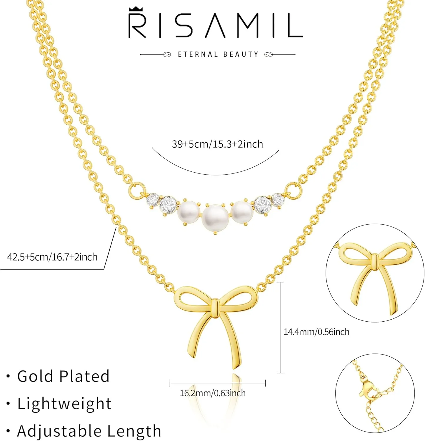 Gold Necklace for Women - Bow Necklace 14K Dainty Gold Necklace Cute Small Tiny Bow Pendant Choker Chain Necklace Trendy Necklaces for Women Gold Jewelry Gift