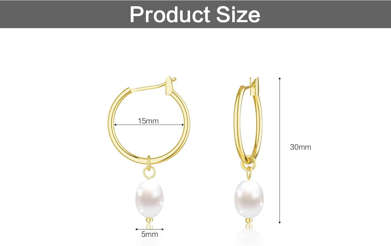 Gold Pearl Dangle Earrings for Women, 14K Gold Plated Small Pearl Drop Huggie Hoop Earrings, Hypoallergenic Dainty Gold Earrings Wedding Jewelry Gifts for Women Trendy