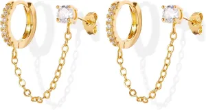 Gold Pearl Hoop Earrings for Women | 18K Gold Huggie Dangle Earrings | Lightweight Small Hoop Earrings