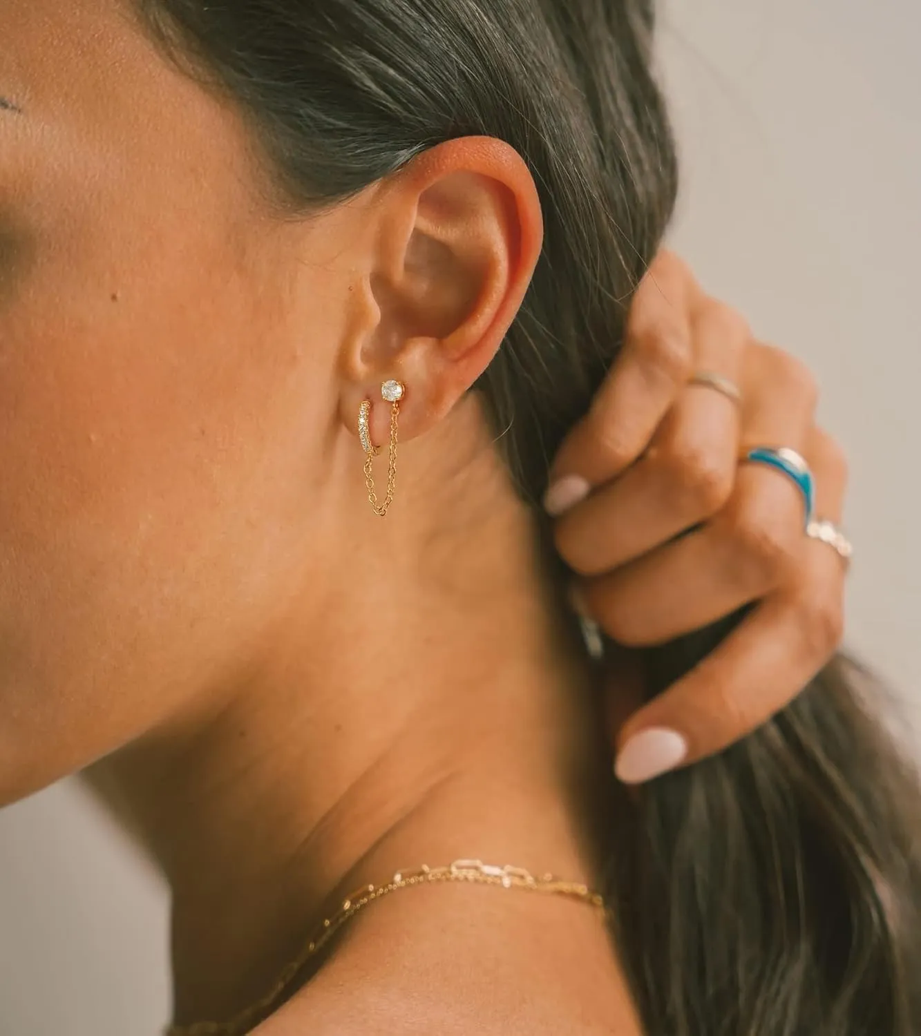 Gold Pearl Hoop Earrings for Women | 18K Gold Huggie Dangle Earrings | Lightweight Small Hoop Earrings