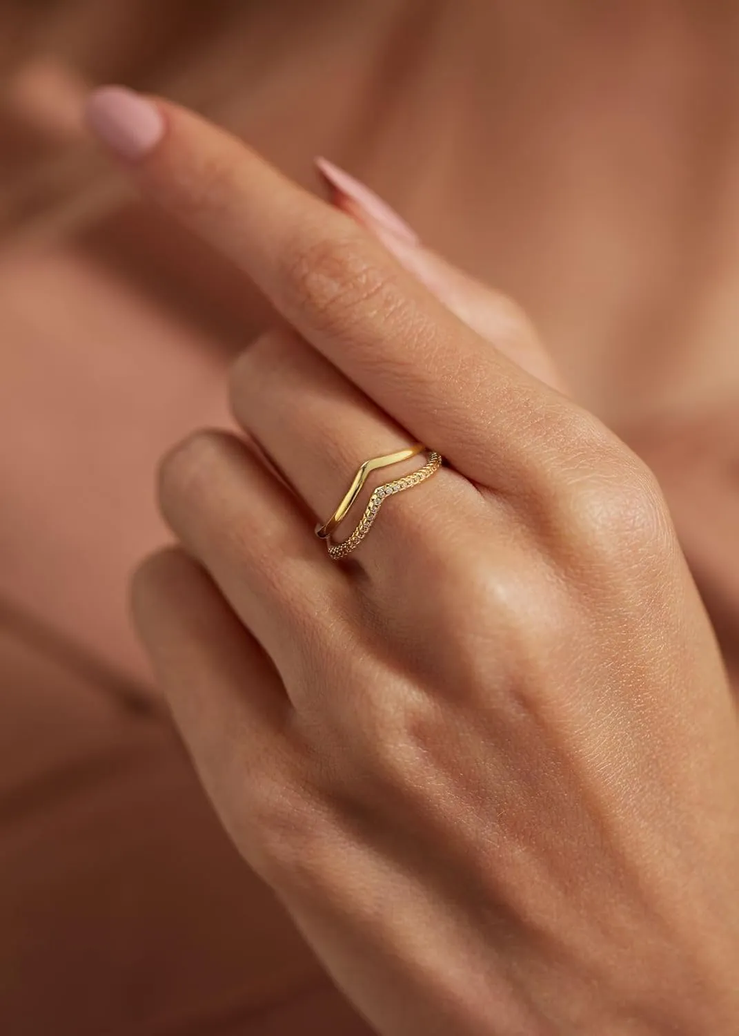 Gold Rings for Women 14K Gold Plated Stackable Stacking Rings Set Non Tarnish Cubic Zirconia Thumb Ring Wedding Bands Gold Dainty Jewelry Gifts Girls Size 6-10