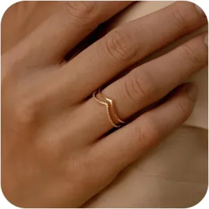 Gold Rings for Women 14K Gold Plated Stackable Stacking Rings Set Non Tarnish Cubic Zirconia Thumb Ring Wedding Bands Gold Dainty Jewelry Gifts Girls Size 6-10