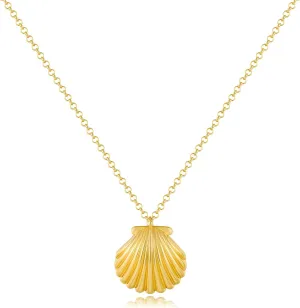 Gold Shell Necklace for Women Charm Seashell Pendant Adjustable Chain Necklace Summer Beach Jewelry