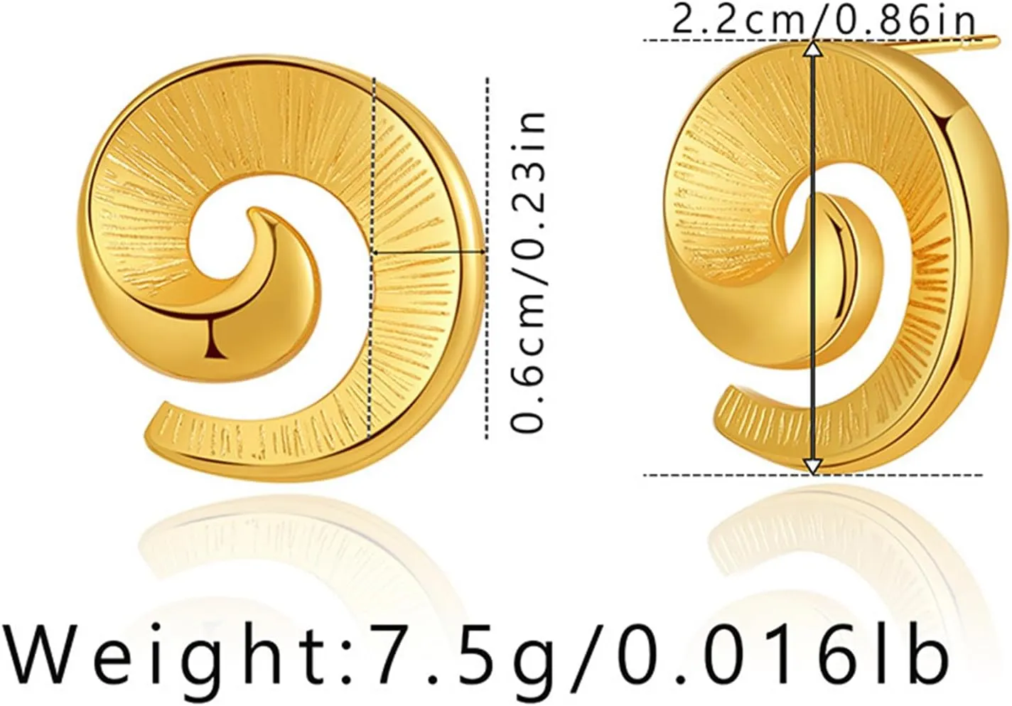 Gold Statement Earrings for Women Boho Textured Ocean Wave Earrings Irregular Exaggerated Geometric Swirl Earrings Gold Conch Sell Flower Twisted Earrings Chunky Gold Earrings Vintage Jewelry Gift