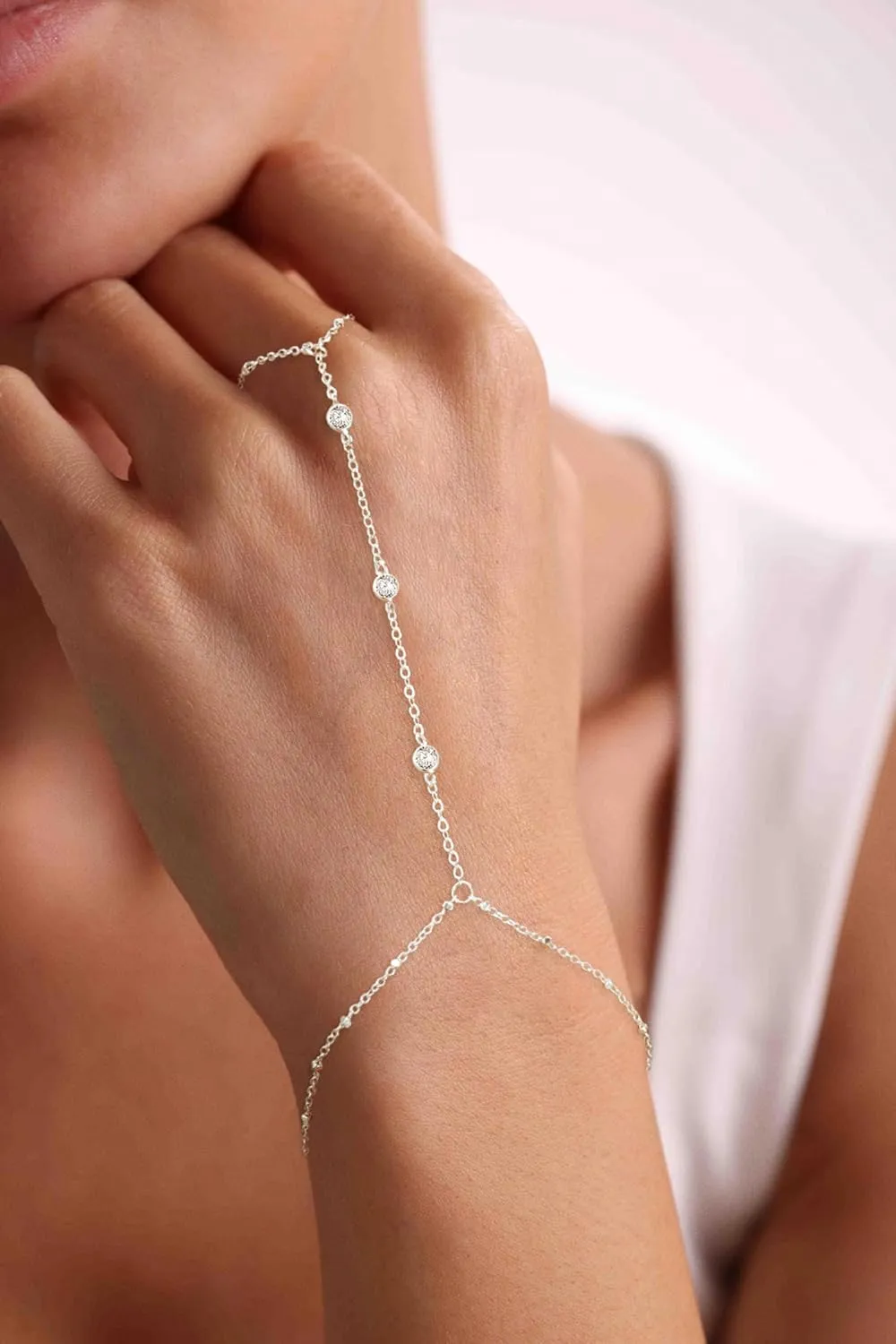 Gold/Silver Bracelets For Women,Trendy 14k Gold/Silver Plated lightweight Dainty Chunky Thin Cuban Link Paperclip Chain Tennis Bangle Bracelets Stack Set,Ring Hand Chain Bracelet,Gold Jewelry Gift For Women Fashion Accessories