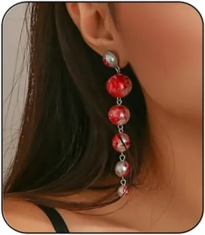 Gothic Blood Drop Pearl Earrings Vintage Pearl Long Tassel Dangle Drop Earrings Horror Vampire Earrings Punk Rock Style Earrings Y2k Grunge Earrings Halloween Cosplay Jewelry for Women