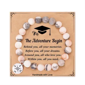 Graduation Gifts for Her Him Graduation Compass Bracelet Class of 2024 Decorations Crystal Charm Bracelets Inspirational College Graduation Gift for Girls