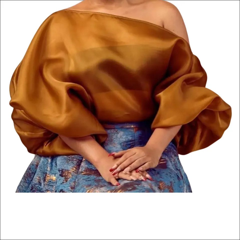 GV Bad and Bougie off shoulder chiffon shirt