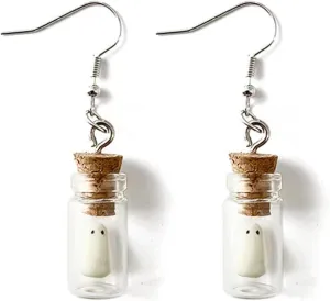Halloween Ghost Earrings for Women Clay Pumpkin Ghost Drop Earrings Halloween Tiny Glow-In-The-Dark Spooky Charm Pendant Earrings Party Jewelry Gifts for Women