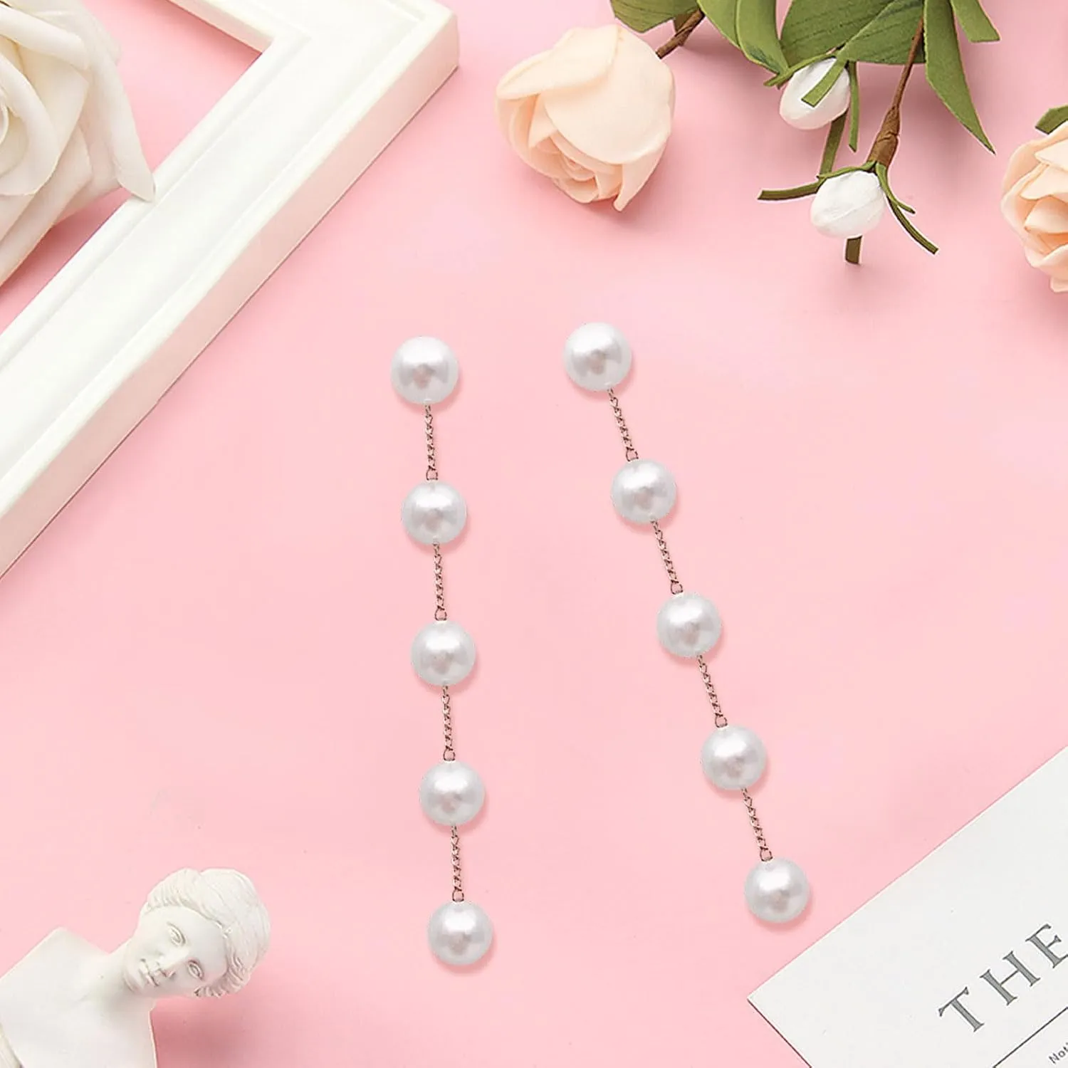 Handmade Pearl Earrings for Women, Pearl Bow Earrings Silvery Pearl Drop Earrings Jewelry S925 Drop Earrings for Girls Bridal as Wedding Bows Jewelry Christmas Gifts (Gold, Pearl Earrings 2)