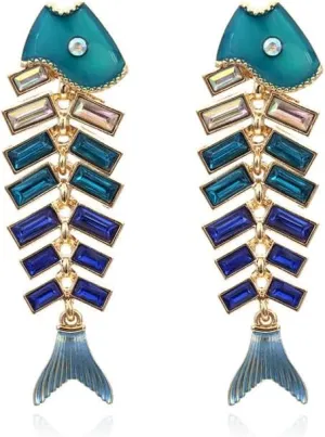 Handmade Women Fish Dangle Earrings Festival Trendy Bridal Statement Boho Vintage Party Drop Pendant Earrings