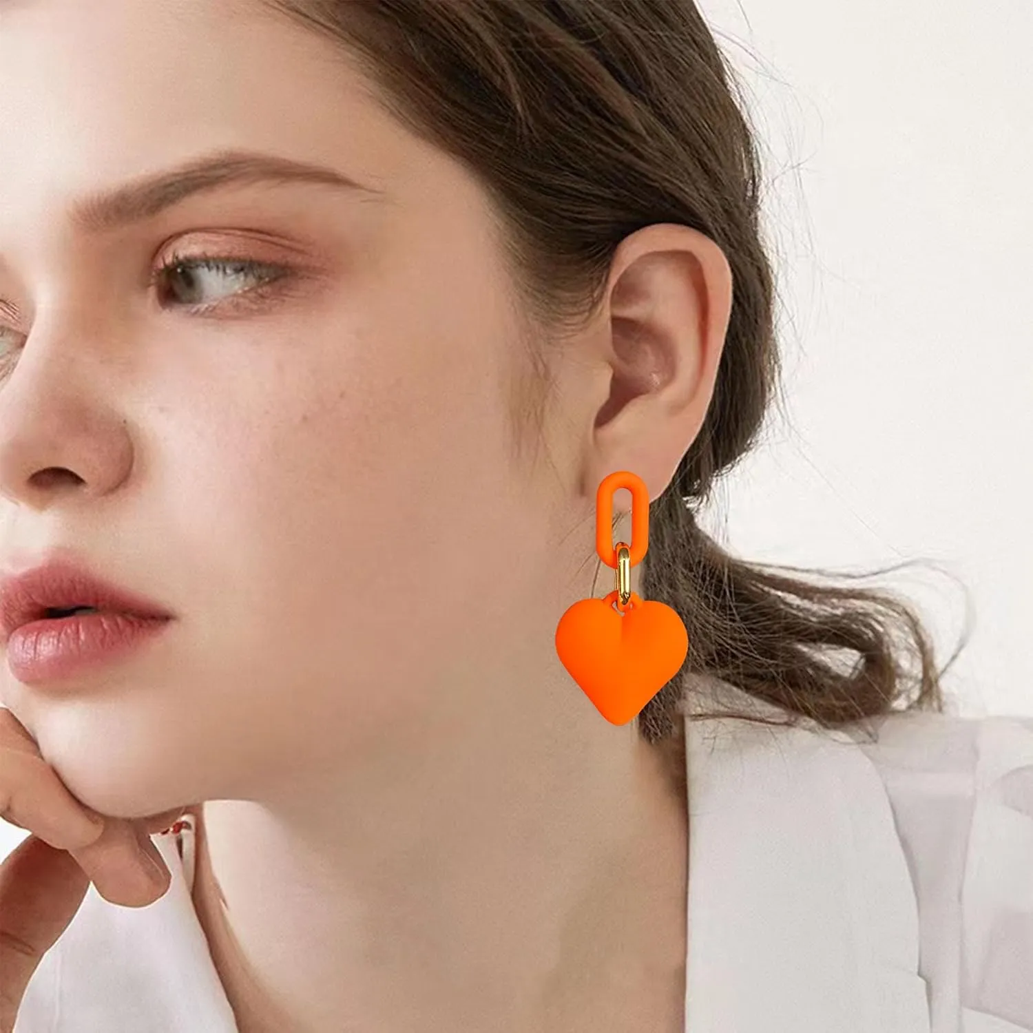 Heart Earrings Pink Heart Dangle Earrings for Women Trendy Hot Pink Earrings Statement Earrings Jewelry Concert Tour Outfits,Big Heart Earrings Rave Sparkle Heart Earring Valentine's Day