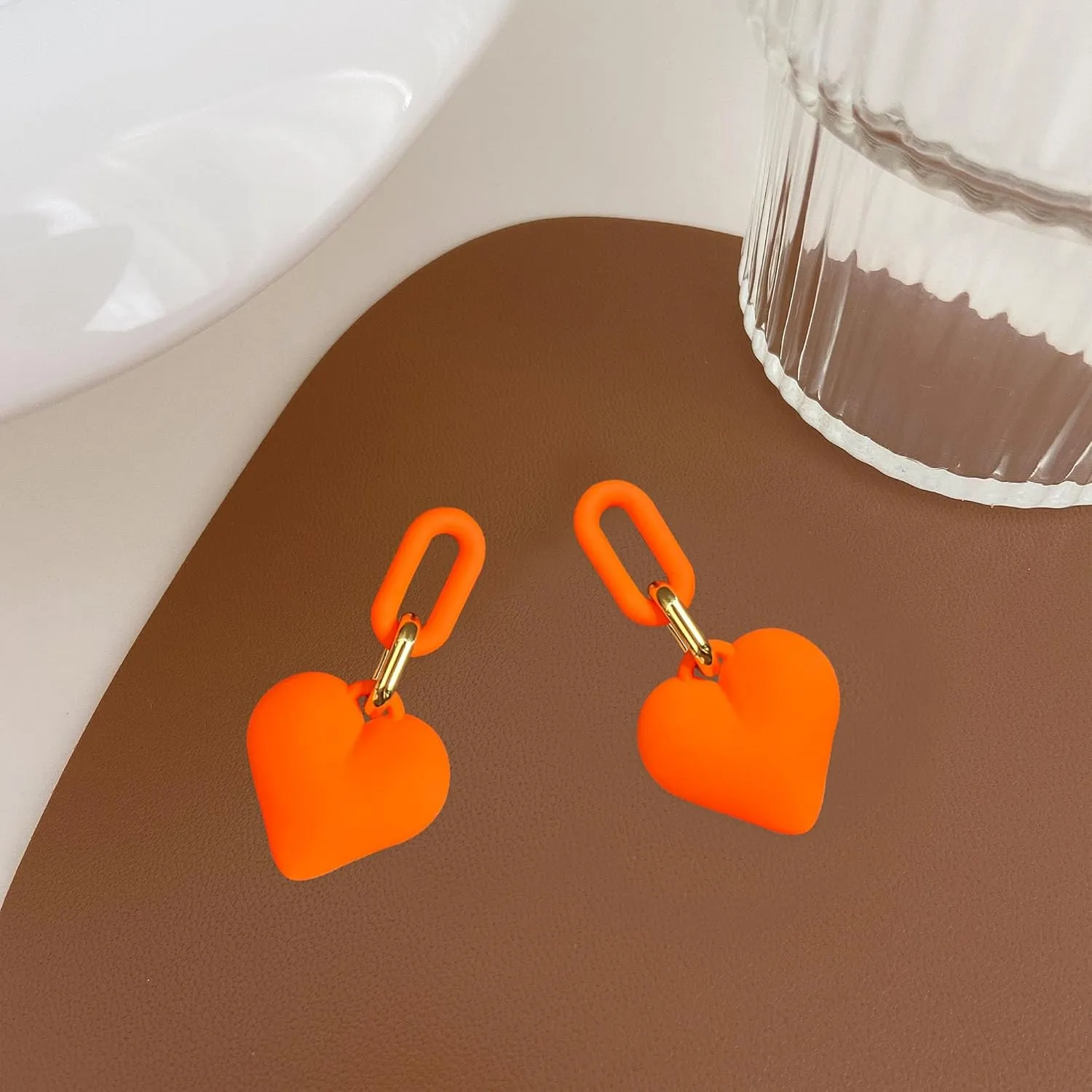 Heart Earrings Pink Heart Dangle Earrings for Women Trendy Hot Pink Earrings Statement Earrings Jewelry Concert Tour Outfits,Big Heart Earrings Rave Sparkle Heart Earring Valentine's Day