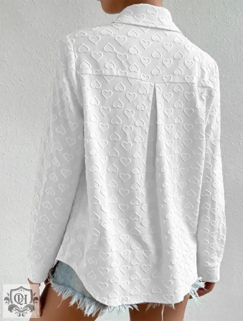 Heart Jacquard Collared Shirt