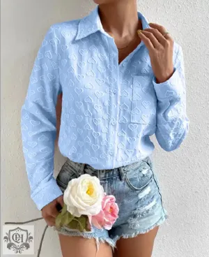 Heart Jacquard Collared Shirt