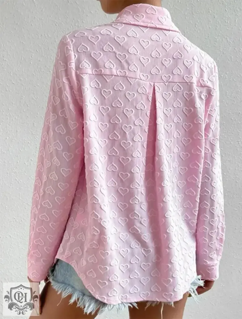 Heart Jacquard Collared Shirt