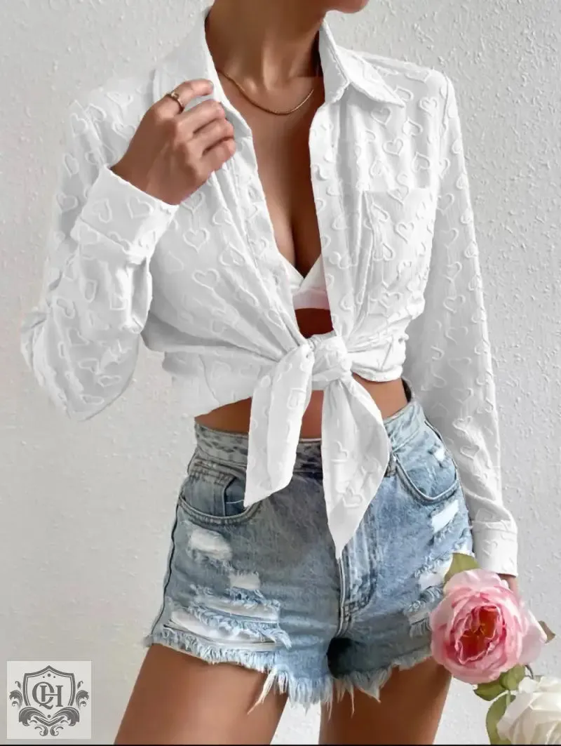 Heart Jacquard Collared Shirt