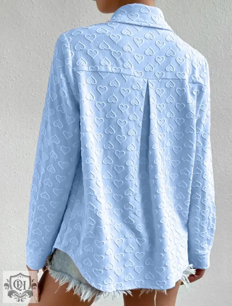 Heart Jacquard Collared Shirt