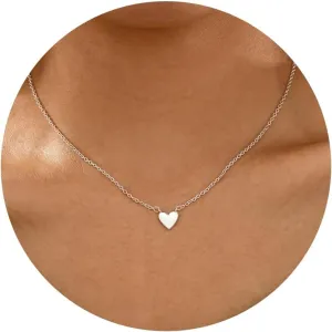 Heart Necklace for Women Silver Heart Choker Necklaces Cute Heart Pendant Necklace Girls Jewelry Birthday Gifts for Mom Gifts for Girlfriend