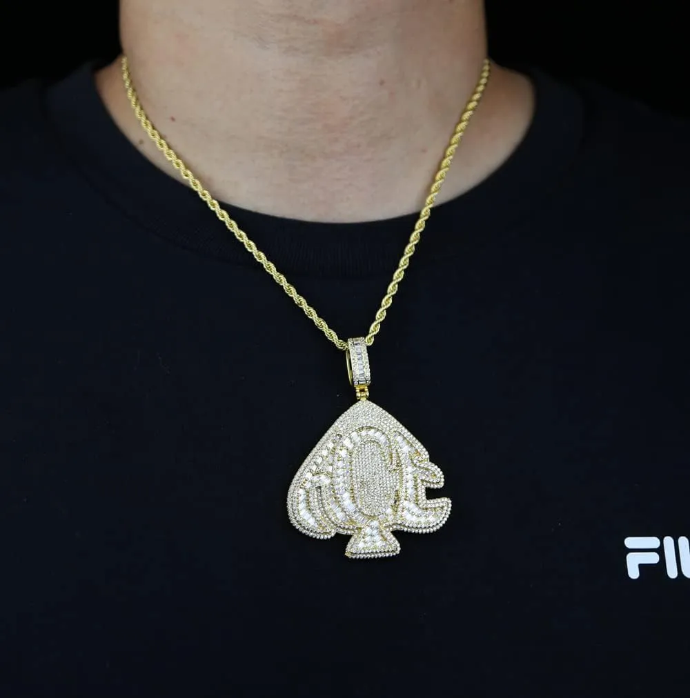 Hip Hop Ace Letter Peach Heart Shape Pendant Necklaces for Men Women